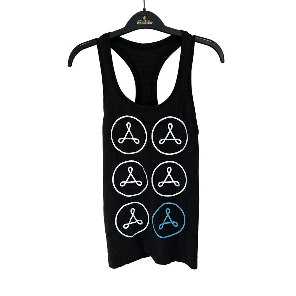 Lululemon Racerback Tank Top Black Athletic White Geometric Design Size 4